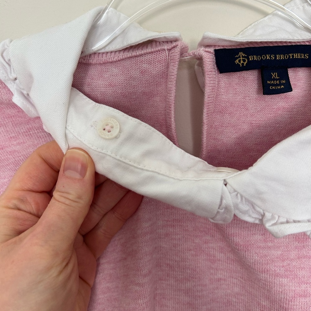 Brooks Brothers 100% Cotton Pink Sweater with Removable White Collar Size XL - Picture 4 of 7